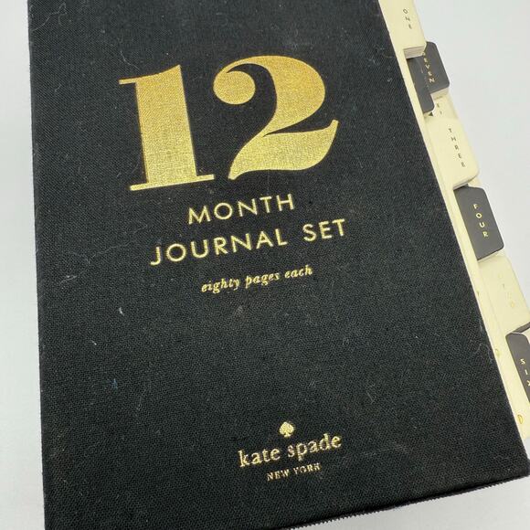 Kate Spade NY 12 Month Black Beige Polka Dot Journal Set Holiday Gift New Year - Picture 2 of 10